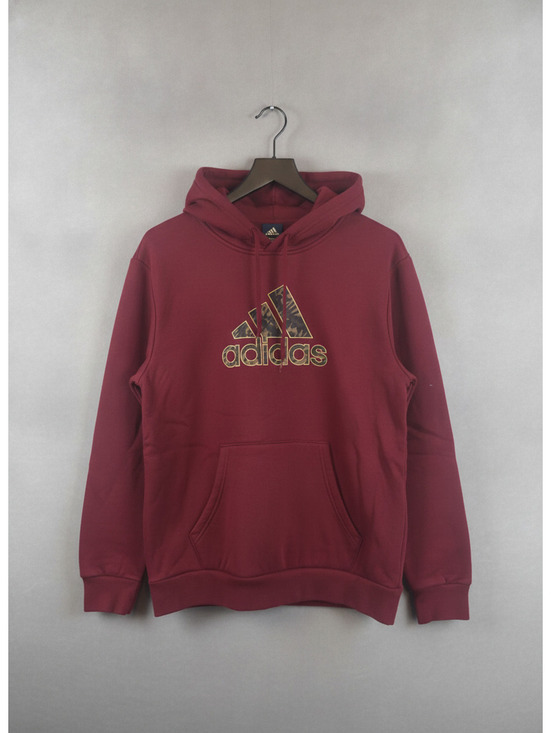 adidas Tops - Adidas Burgundy Pullover Hoodie with Logo